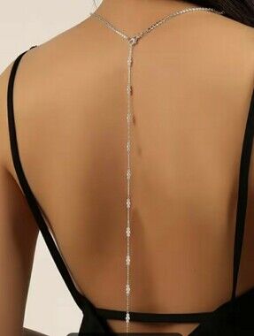 Delicate Silver Station Back Necklace - Thin Sparkle Chain